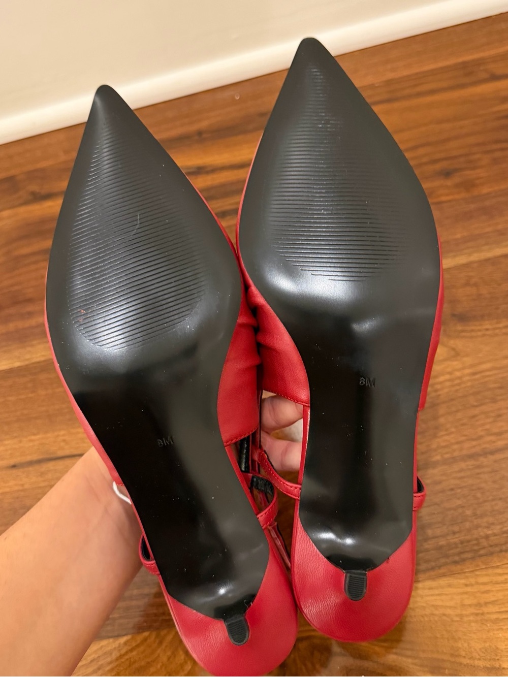steve madden syrie red leather pointed toe slingback kitten heels - Picture 5 of 5